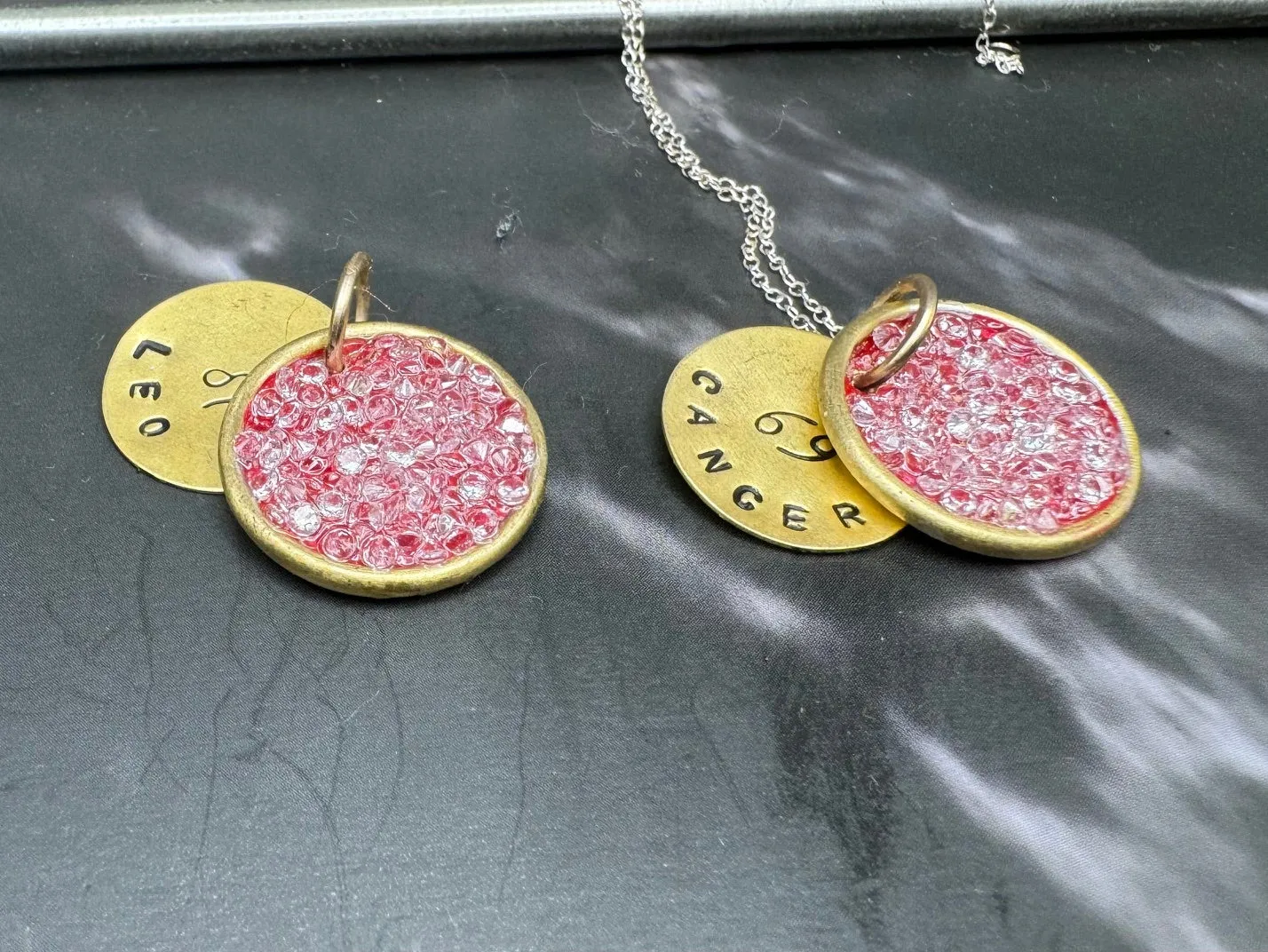 Aurora July birthstone and zodiac pendant, Cancer or Leo
