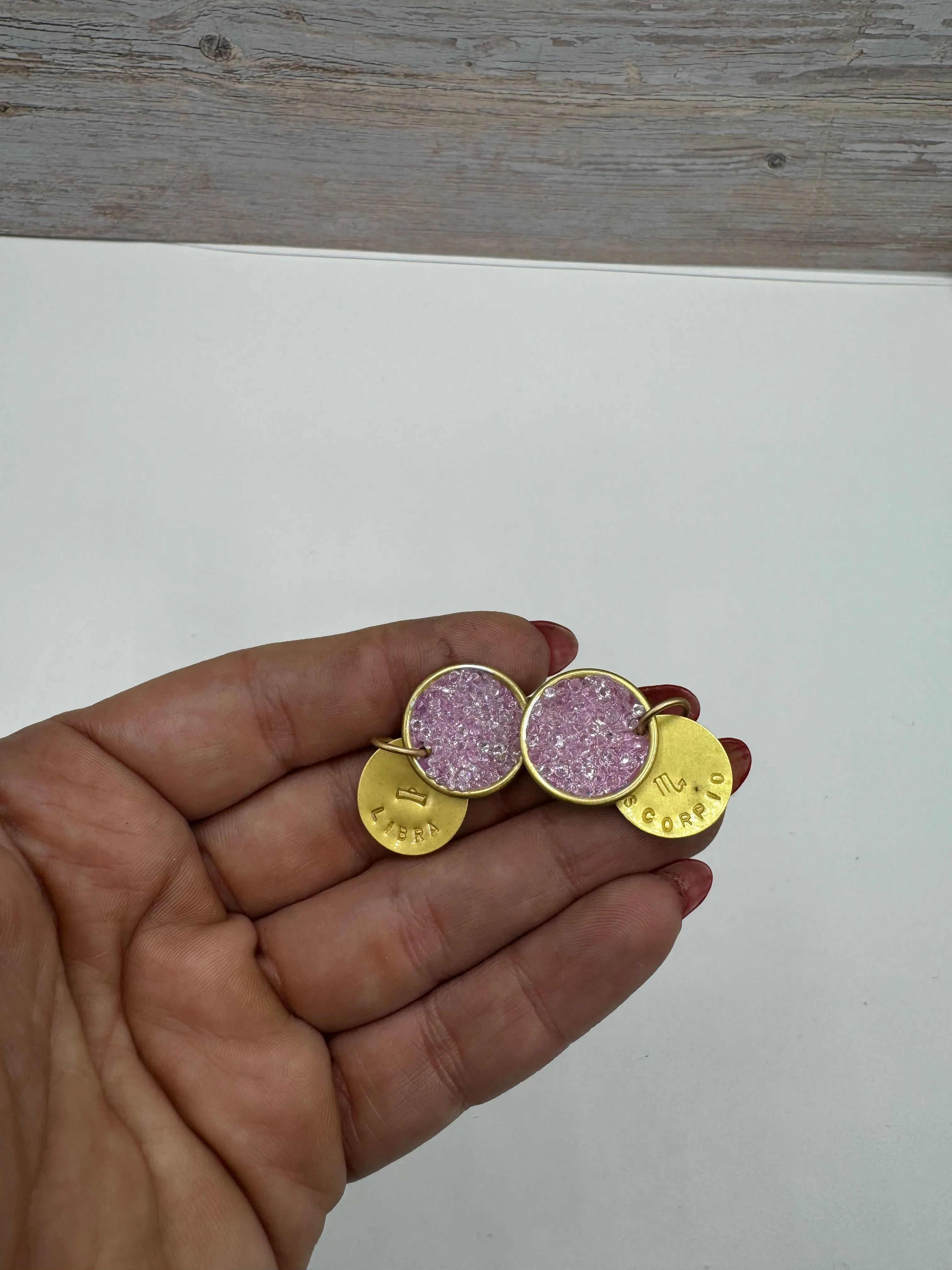 Aurora October birthstone and zodiac pendant, Libra or Scorpio