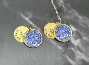 Aurora September birthstone and zodiac pendant, Virgo or Libra