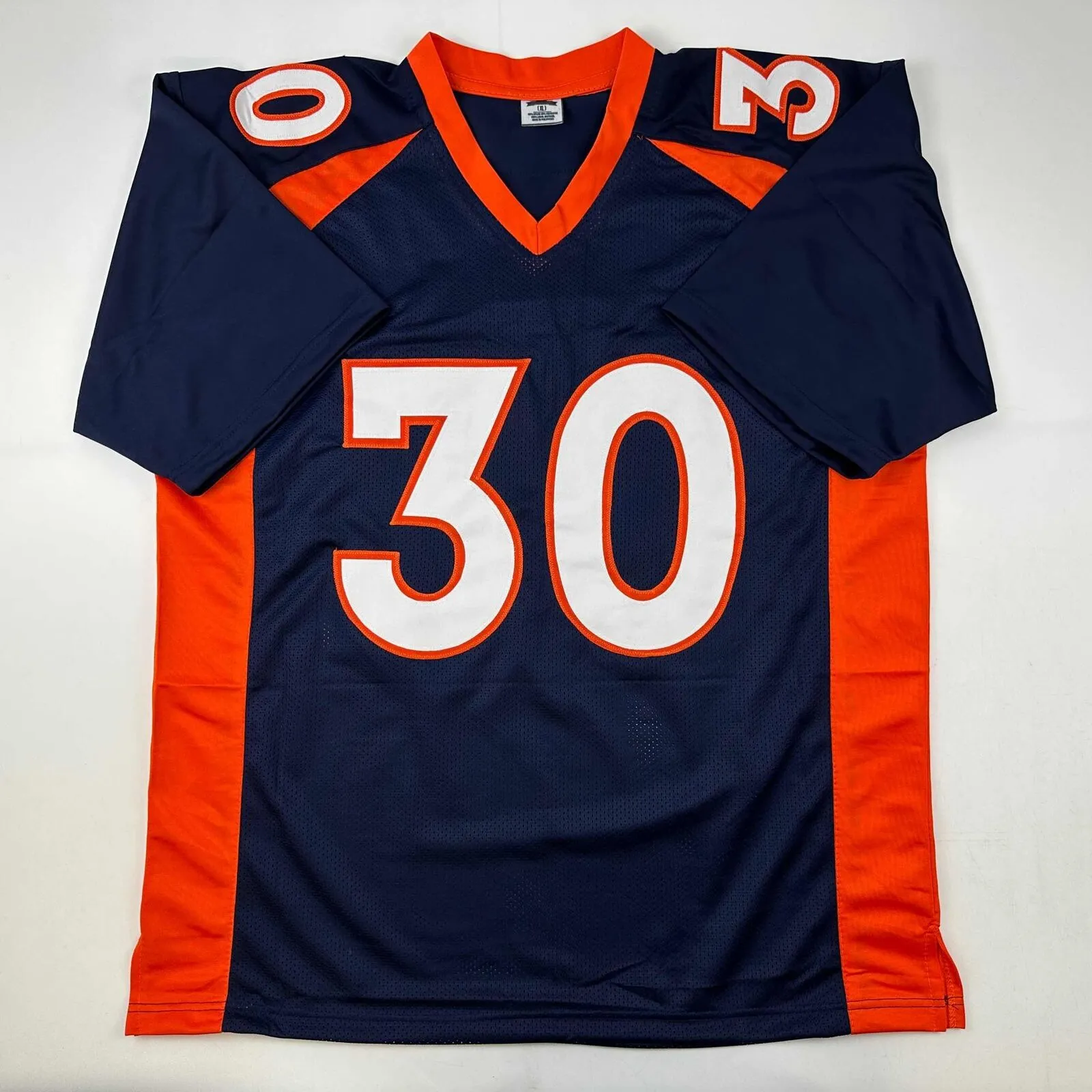 Autographed/Signed Terrell Davis Denver Blue Football Jersey Beckett BAS COA