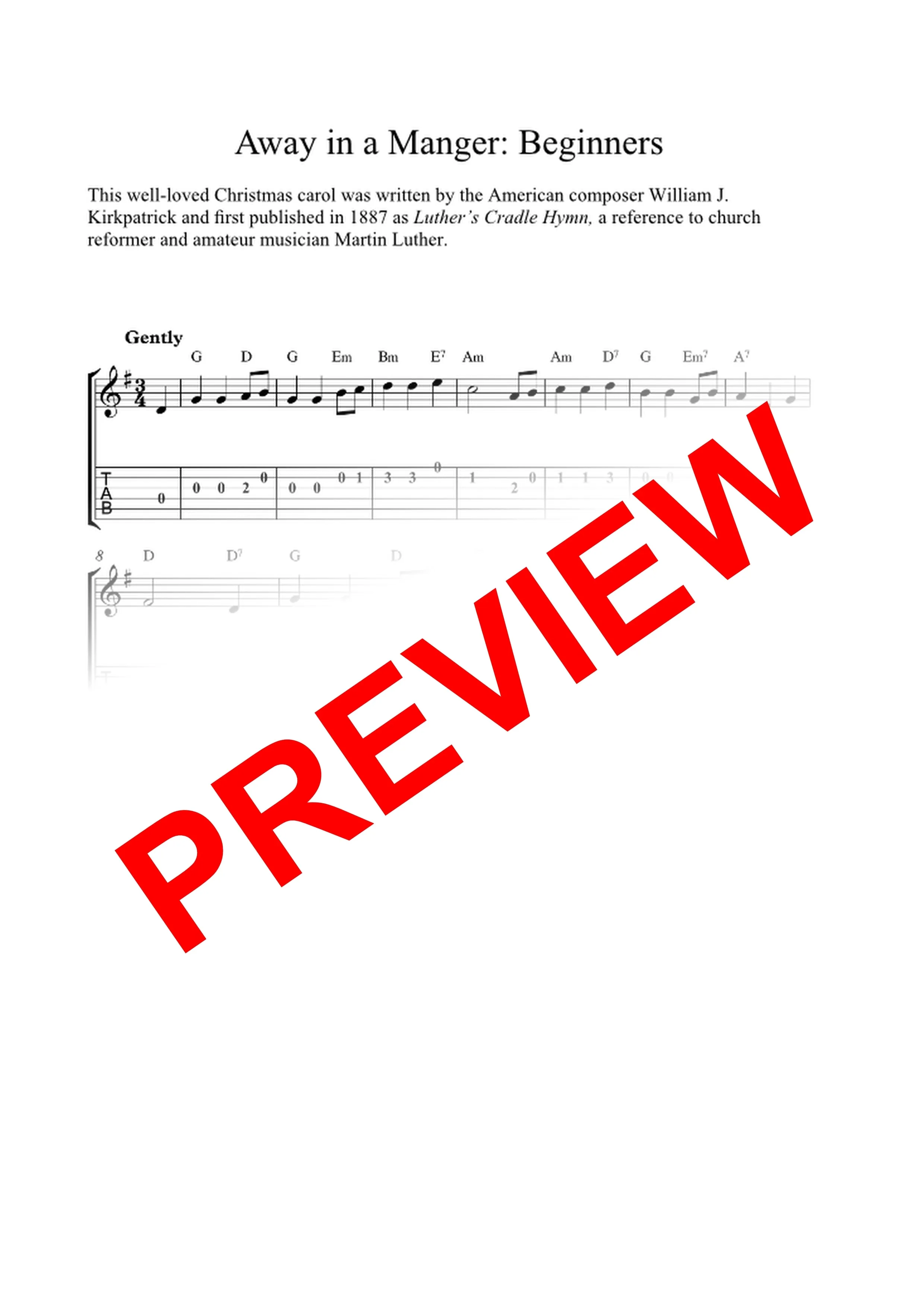 Away In A Manger: PDF Combined Versions for guitar - Sheet Music Download