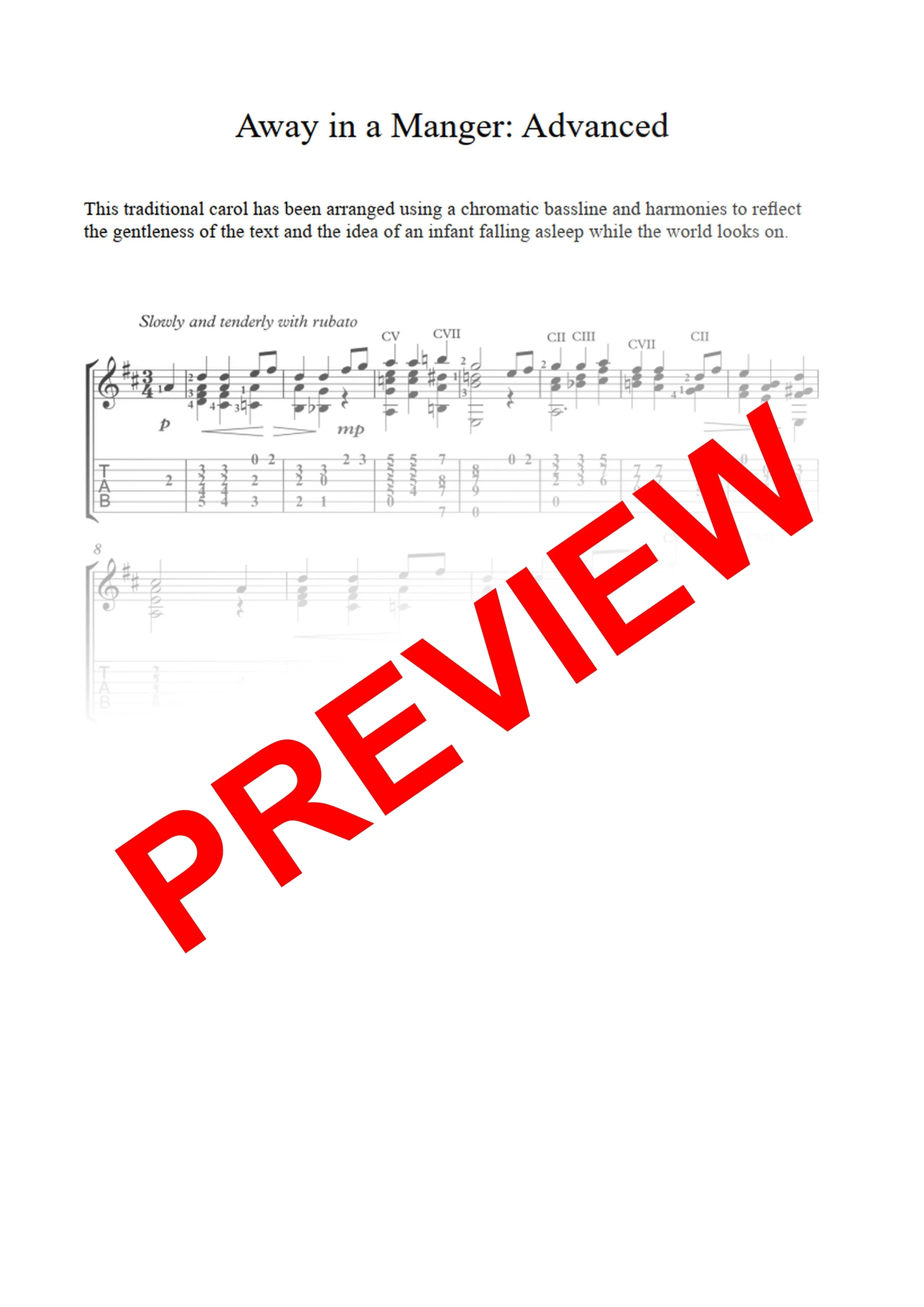 Away In A Manger: PDF Combined Versions for guitar - Sheet Music Download