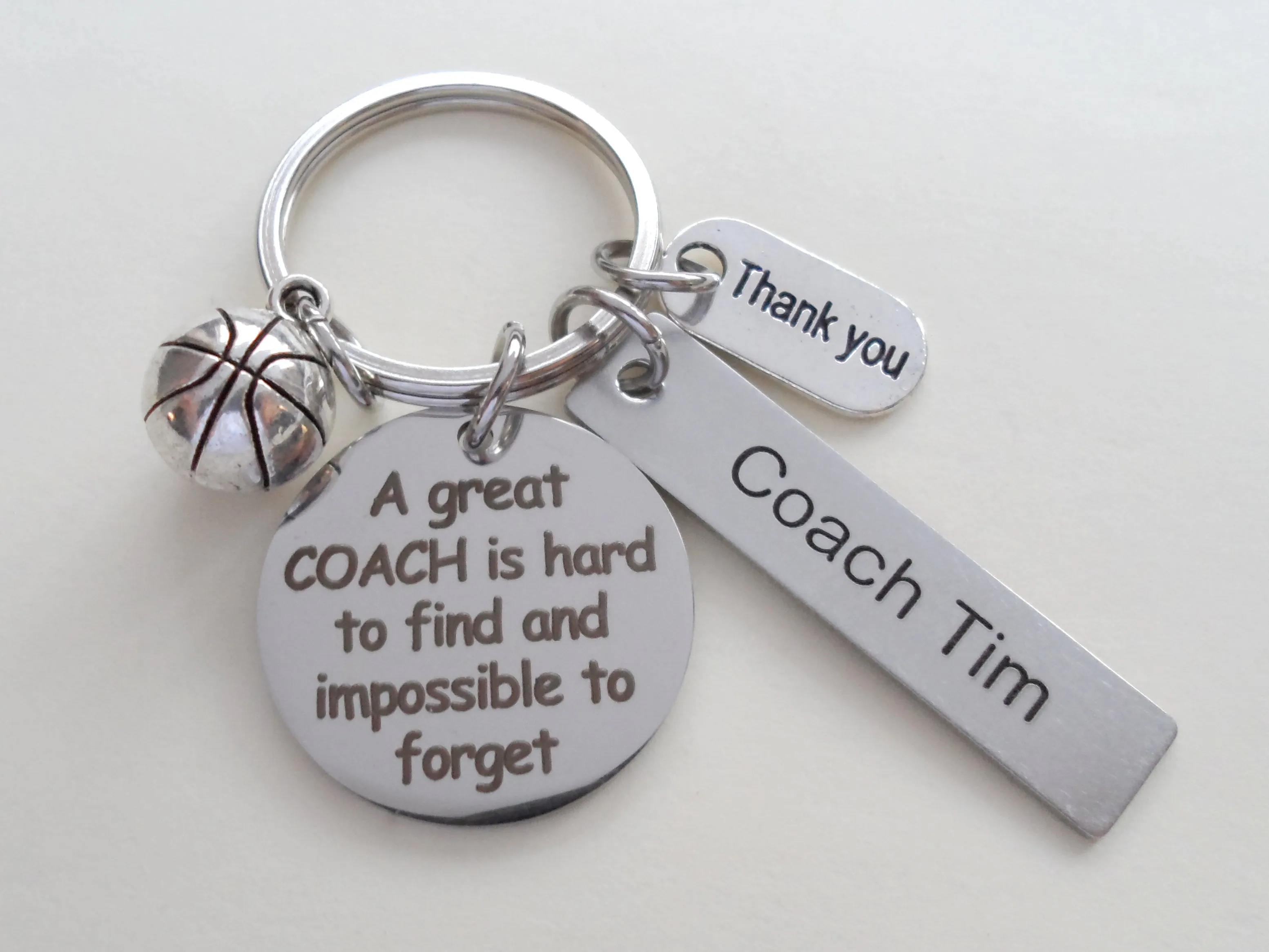 Basketball Coach Appreciation Gift • Engraved "A Great Coach is Impossible to Forget" Keychain | Jewelry Everyday