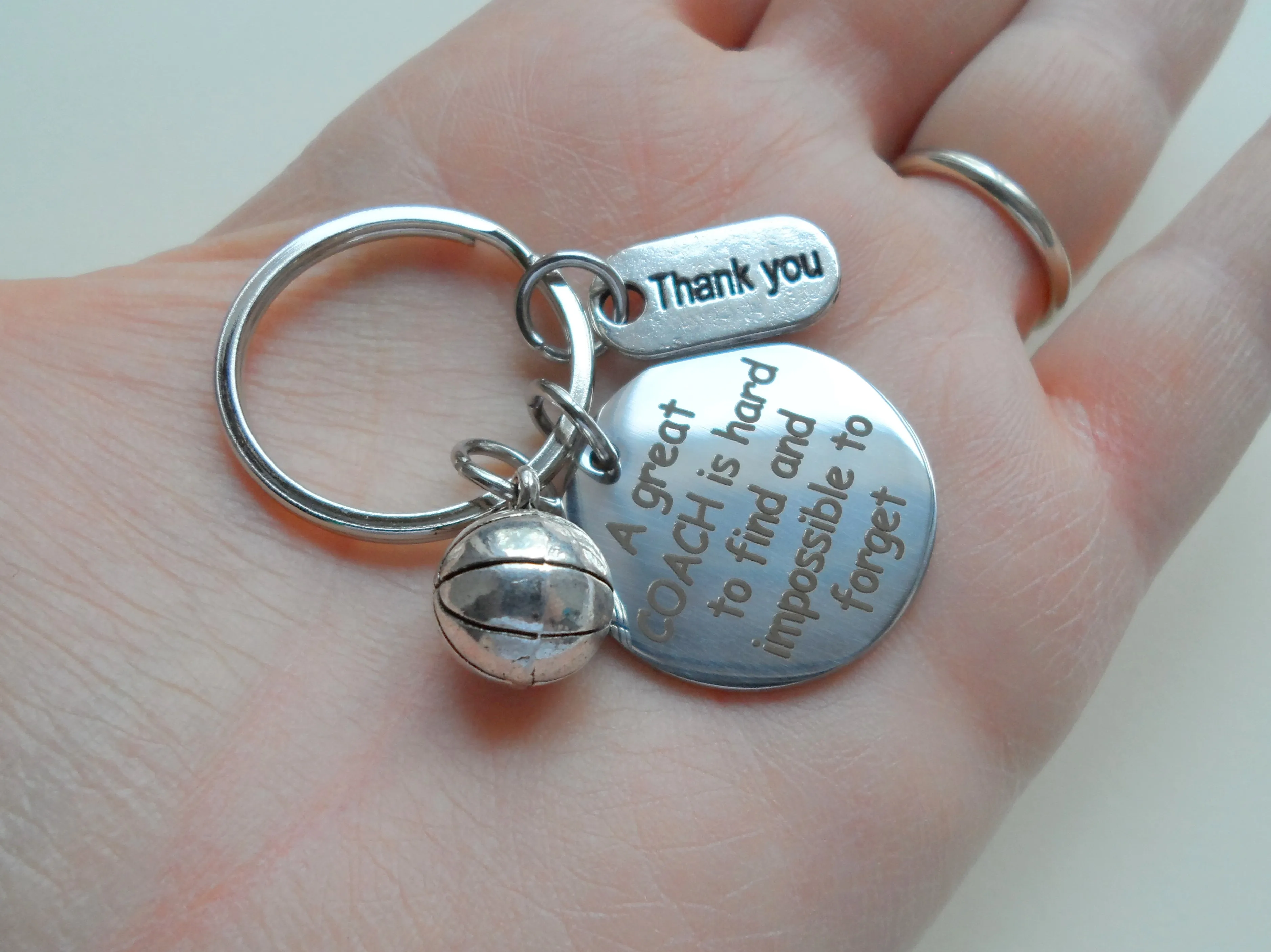 Basketball Coach Appreciation Gift • Engraved "A Great Coach is Impossible to Forget" Keychain | Jewelry Everyday