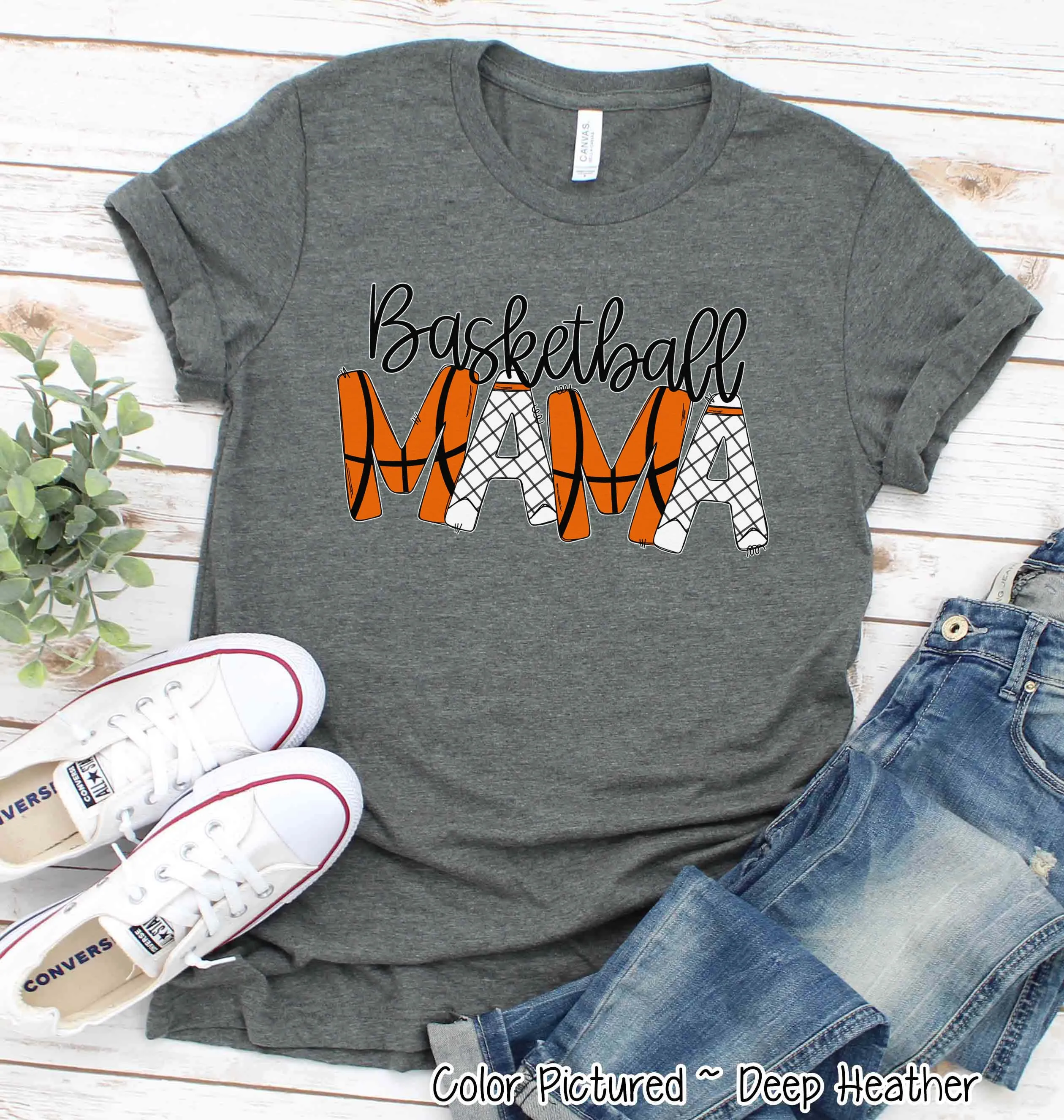 Basketball Mama Doodle Letter Game Day Tee