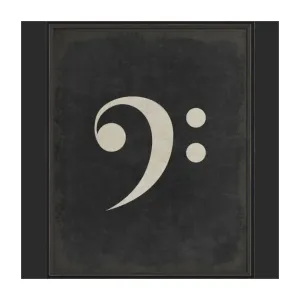 BC Music Note Bass Clef on Black Wall Art - Large