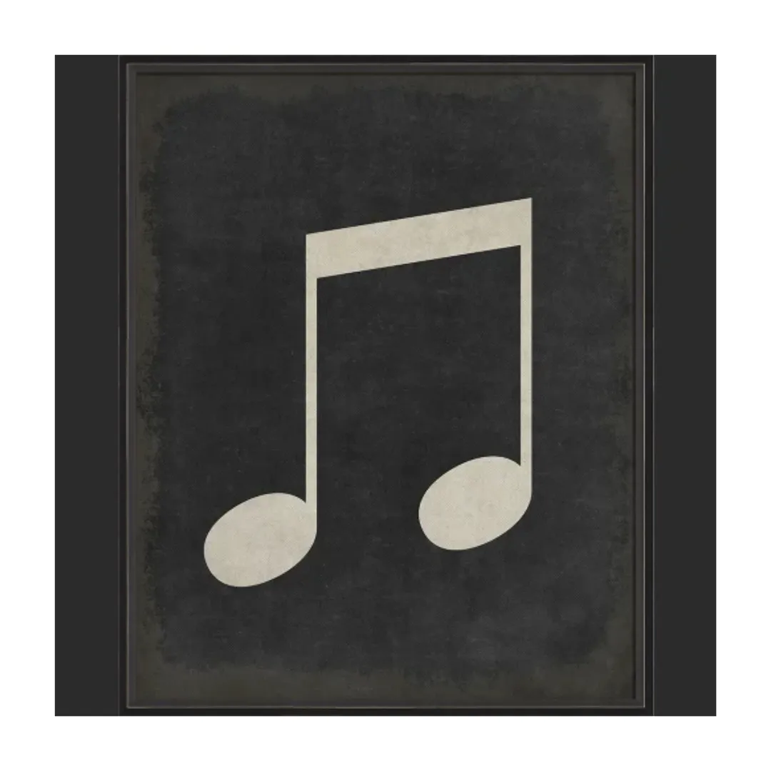BC Music Note Beamed Eighth Note on Black Wall Art - Large