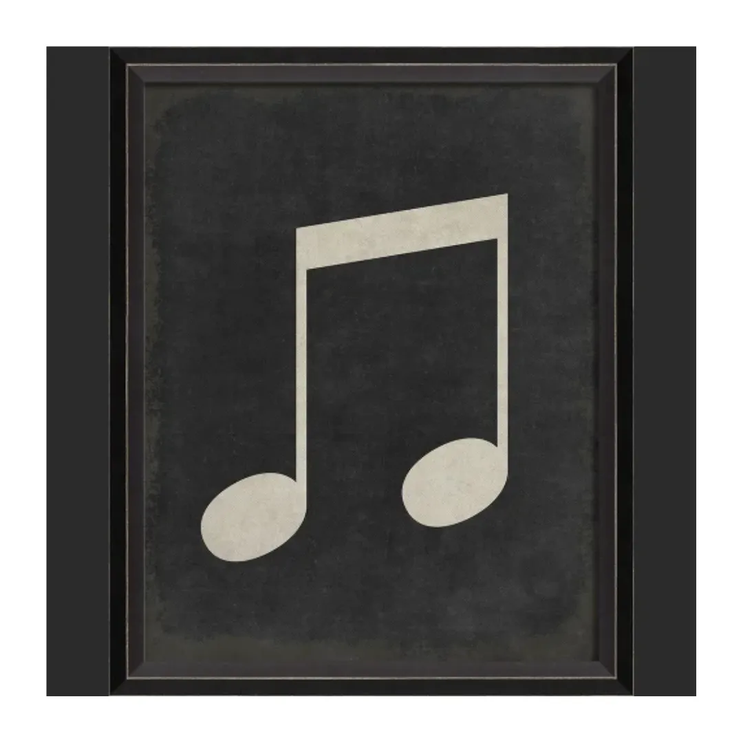 BC Music Note Beamed Eighth Note on Black Wall Art - Small