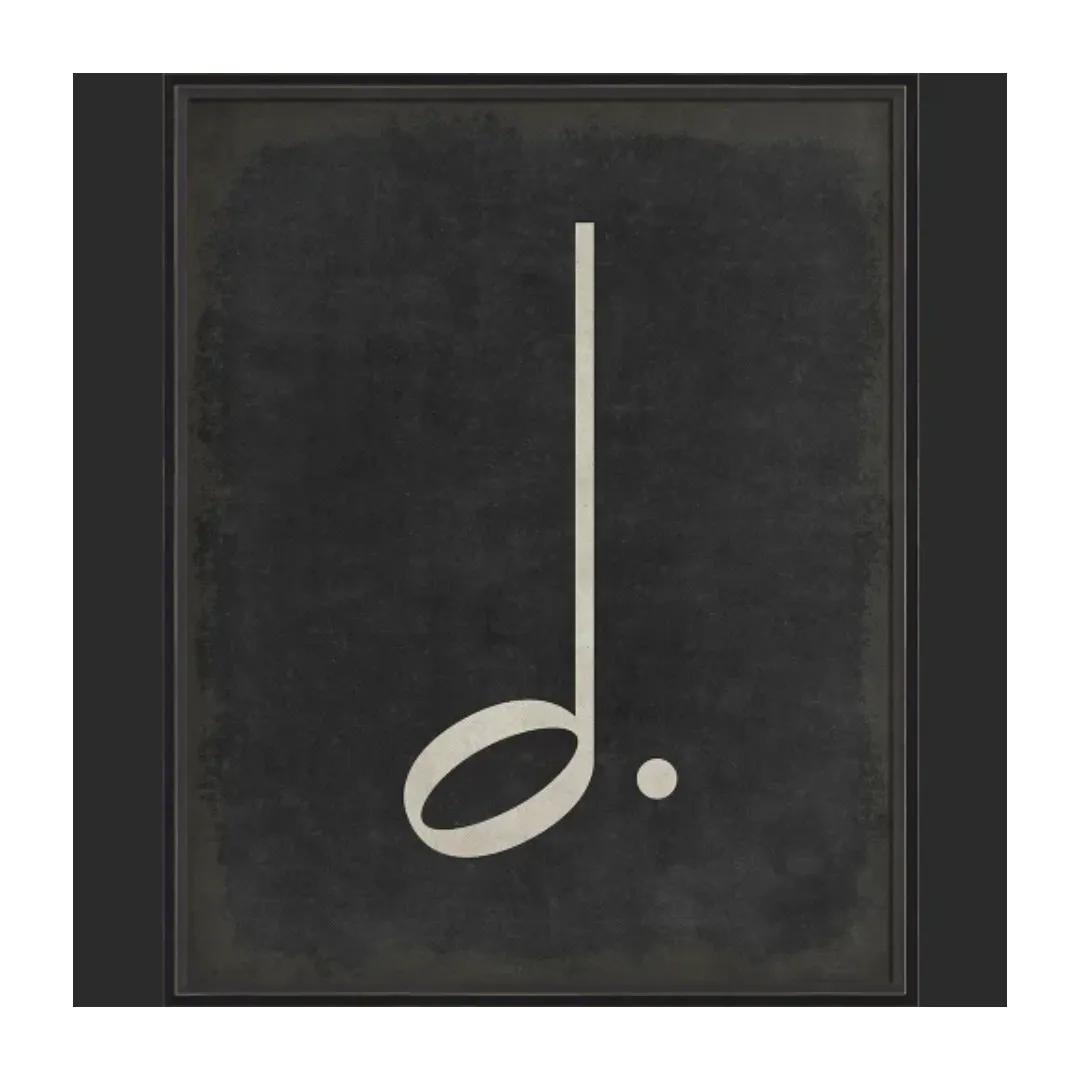 BC Music Note Dotted Half Note on Black Wall Art - Large