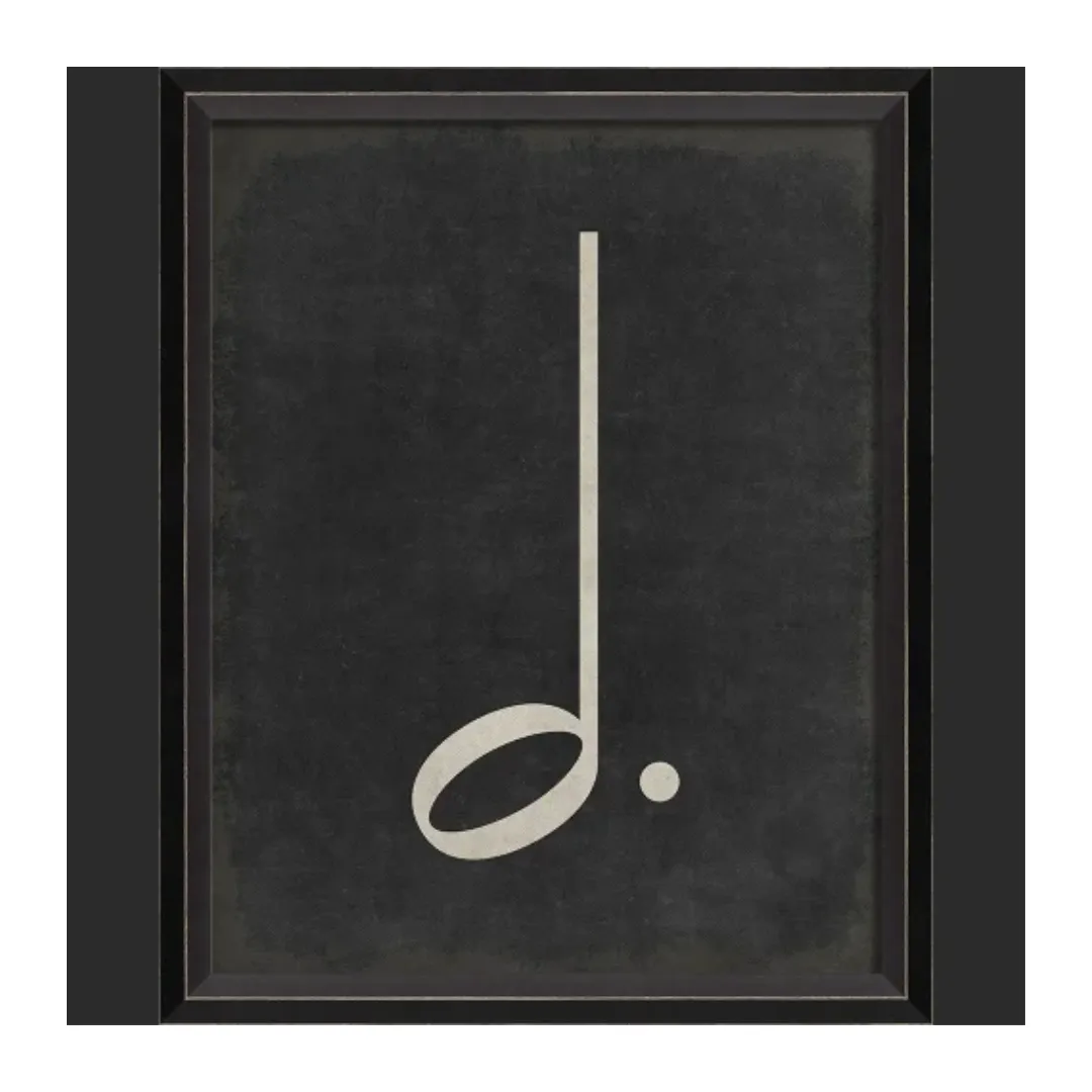BC Music Note Dotted Half Note on Black Wall Art - Small