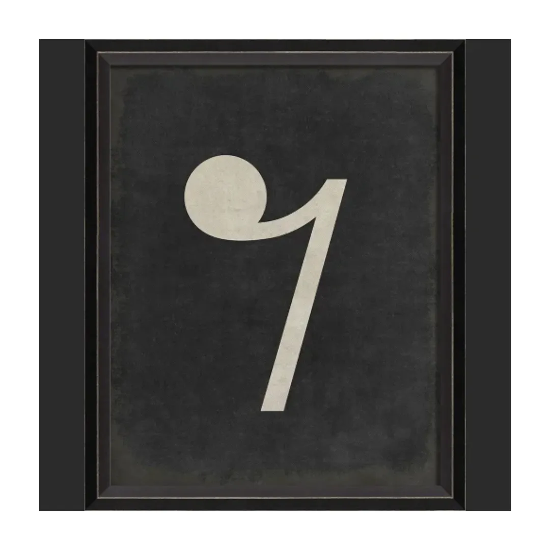 BC Music Note Eighth Rest on Black Wall Art - Small