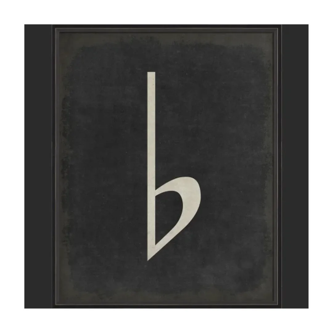 BC Music Note Flat on Black Wall Art - Large