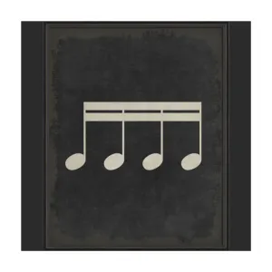BC Music Note Joined Sixteenth Note on Black Wall Art - Large