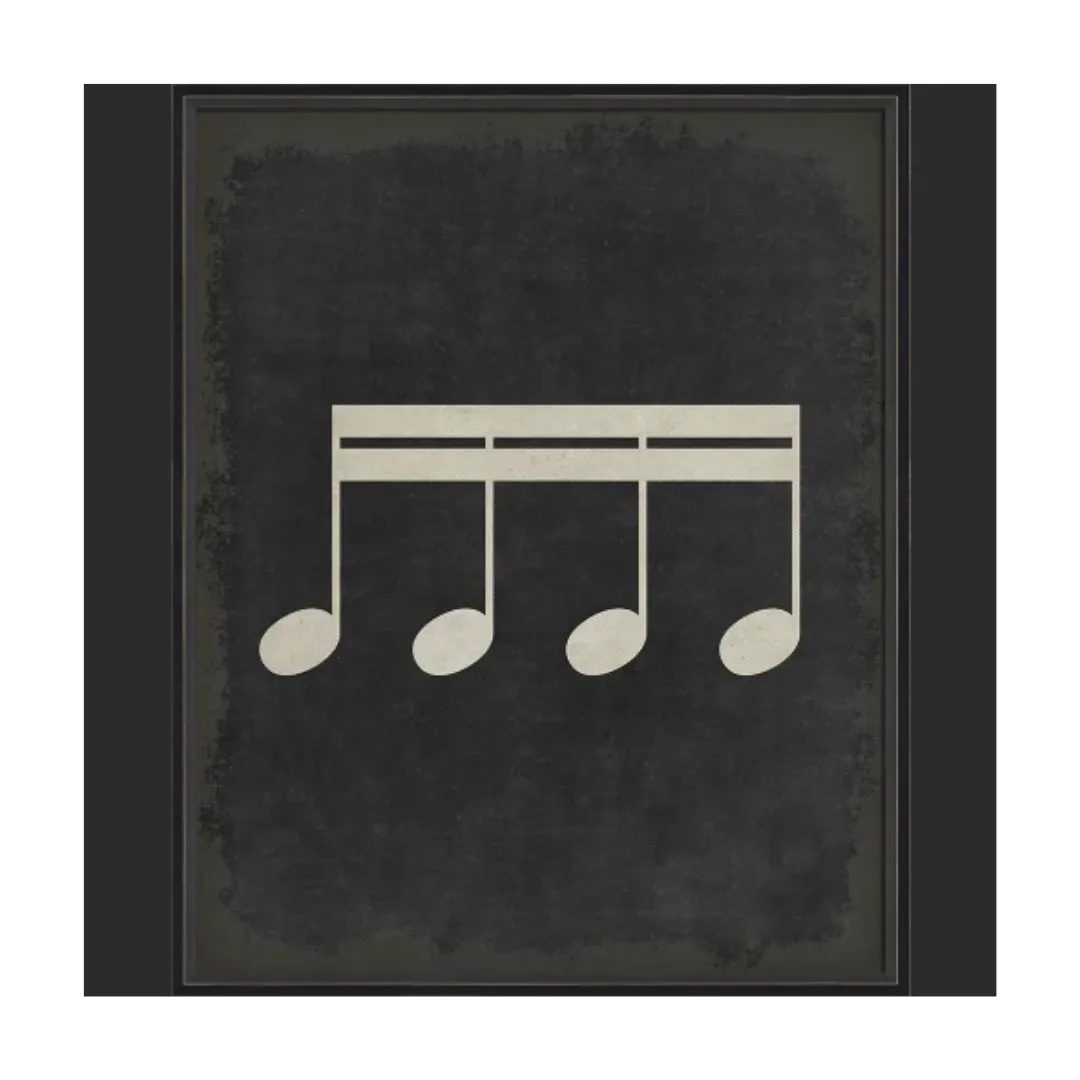 BC Music Note Joined Sixteenth Note on Black Wall Art - Large