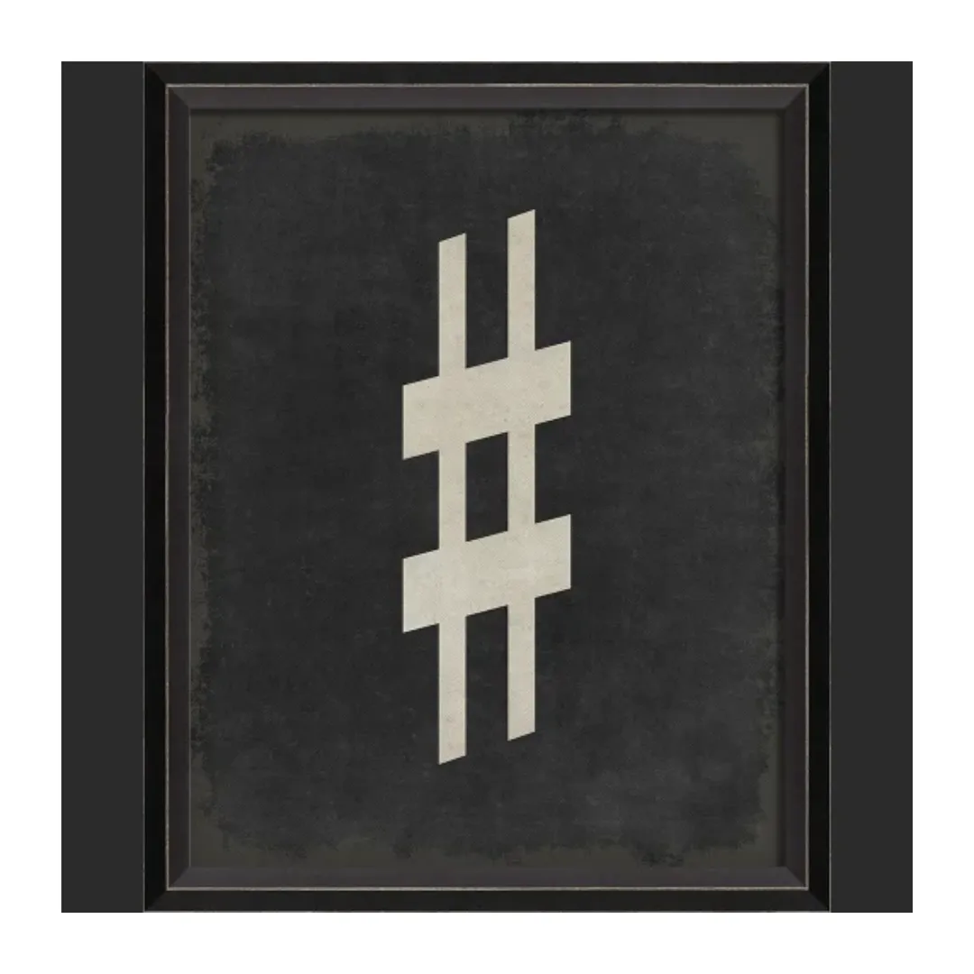 BC Music Note Sharp on Black Wall Art - Small