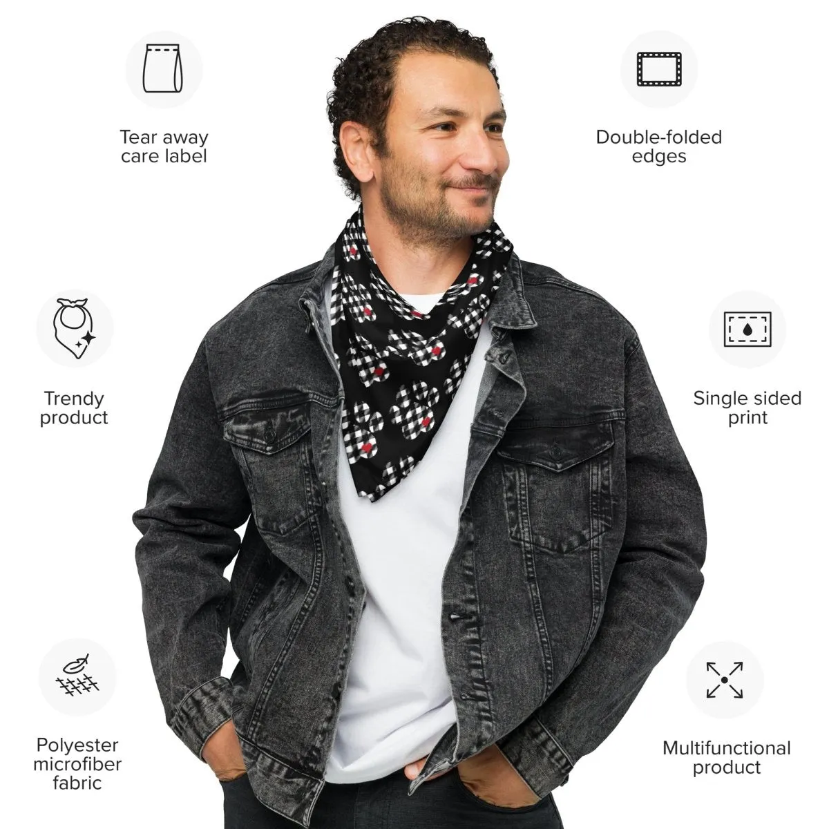 Black Buffalo Plaid Dog Paw Bandana