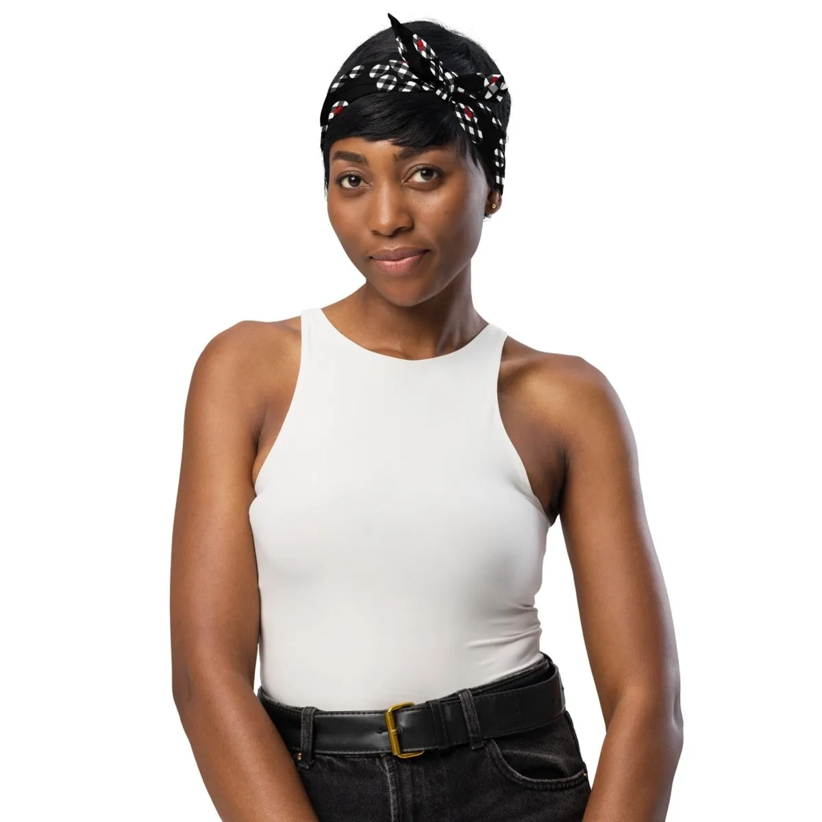 Black Buffalo Plaid Dog Paw Bandana