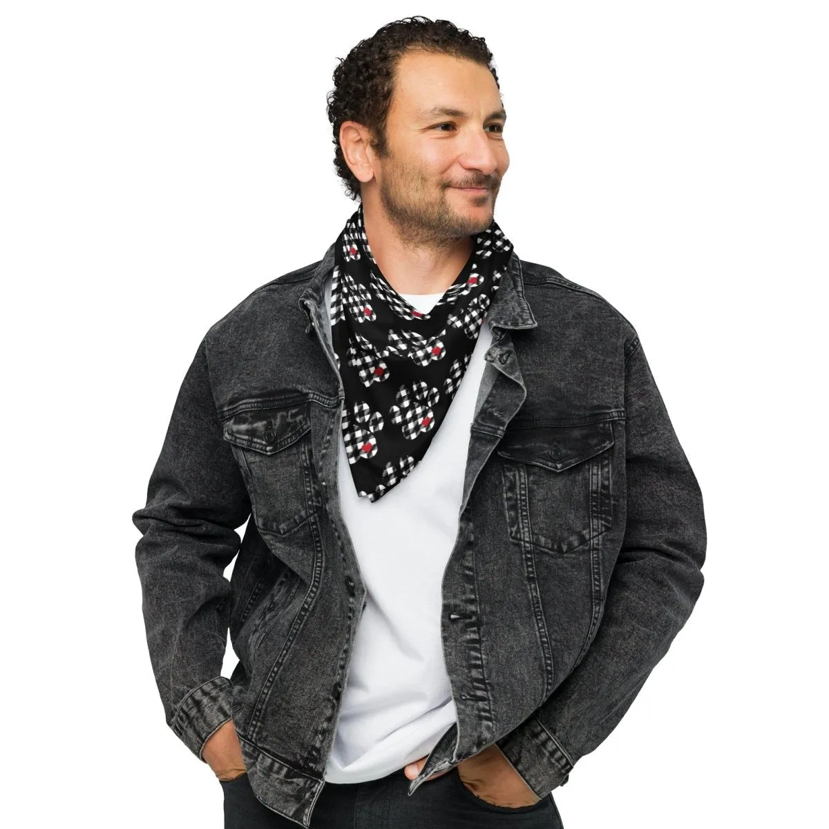 Black Buffalo Plaid Dog Paw Bandana