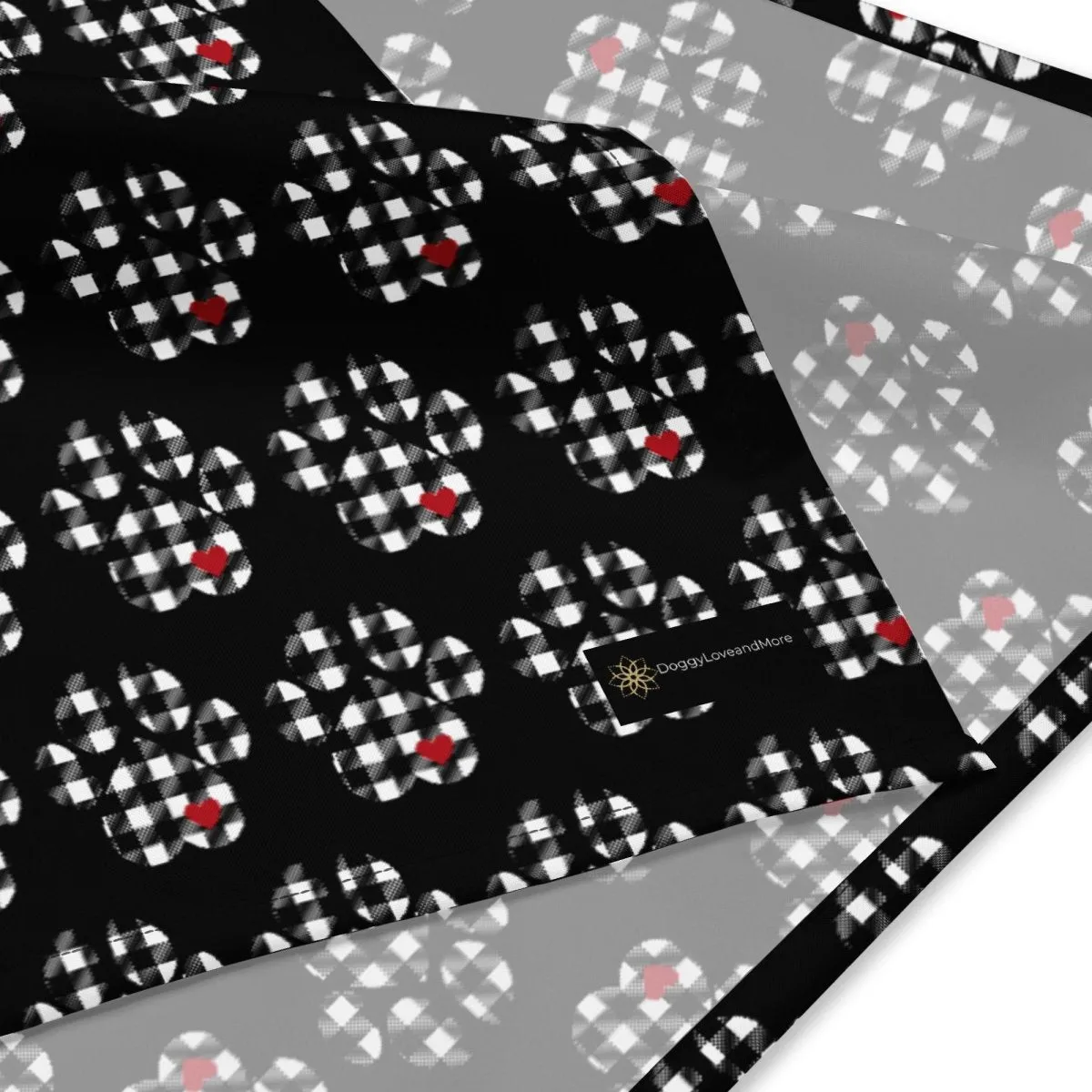 Black Buffalo Plaid Dog Paw Bandana