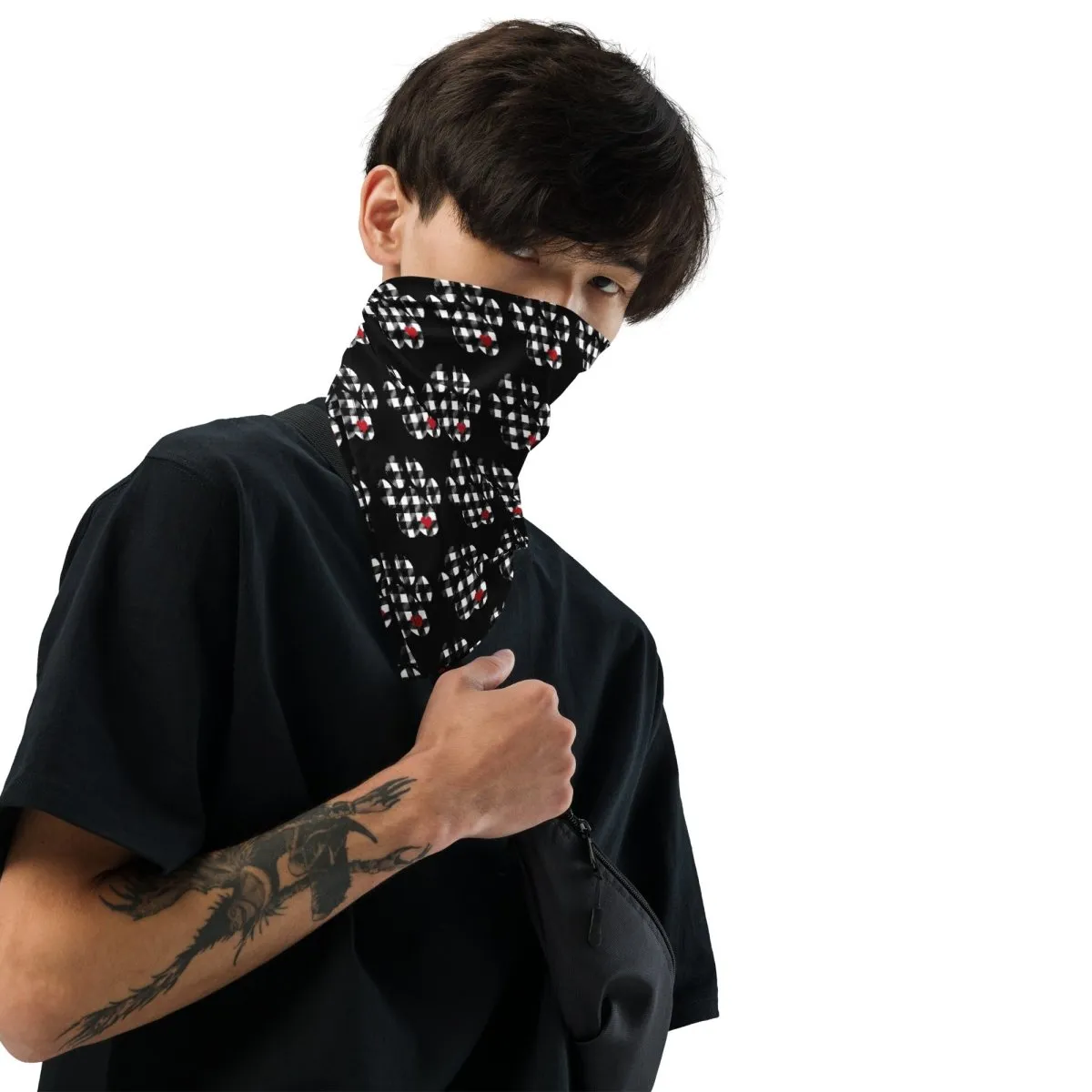 Black Buffalo Plaid Dog Paw Bandana