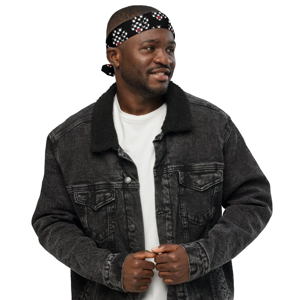 Black Buffalo Plaid Dog Paw Bandana