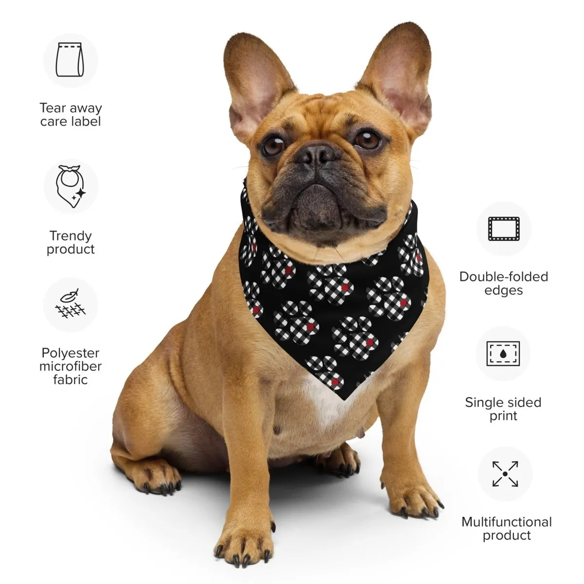 Black Buffalo Plaid Dog Paw Bandana