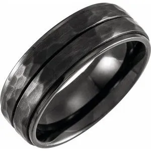 Black Titanium 8 mm Grooved Flat Edge Band Size 8
