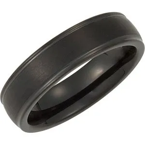 Black Tungsten 6 mm Grooved Band Size 10.5