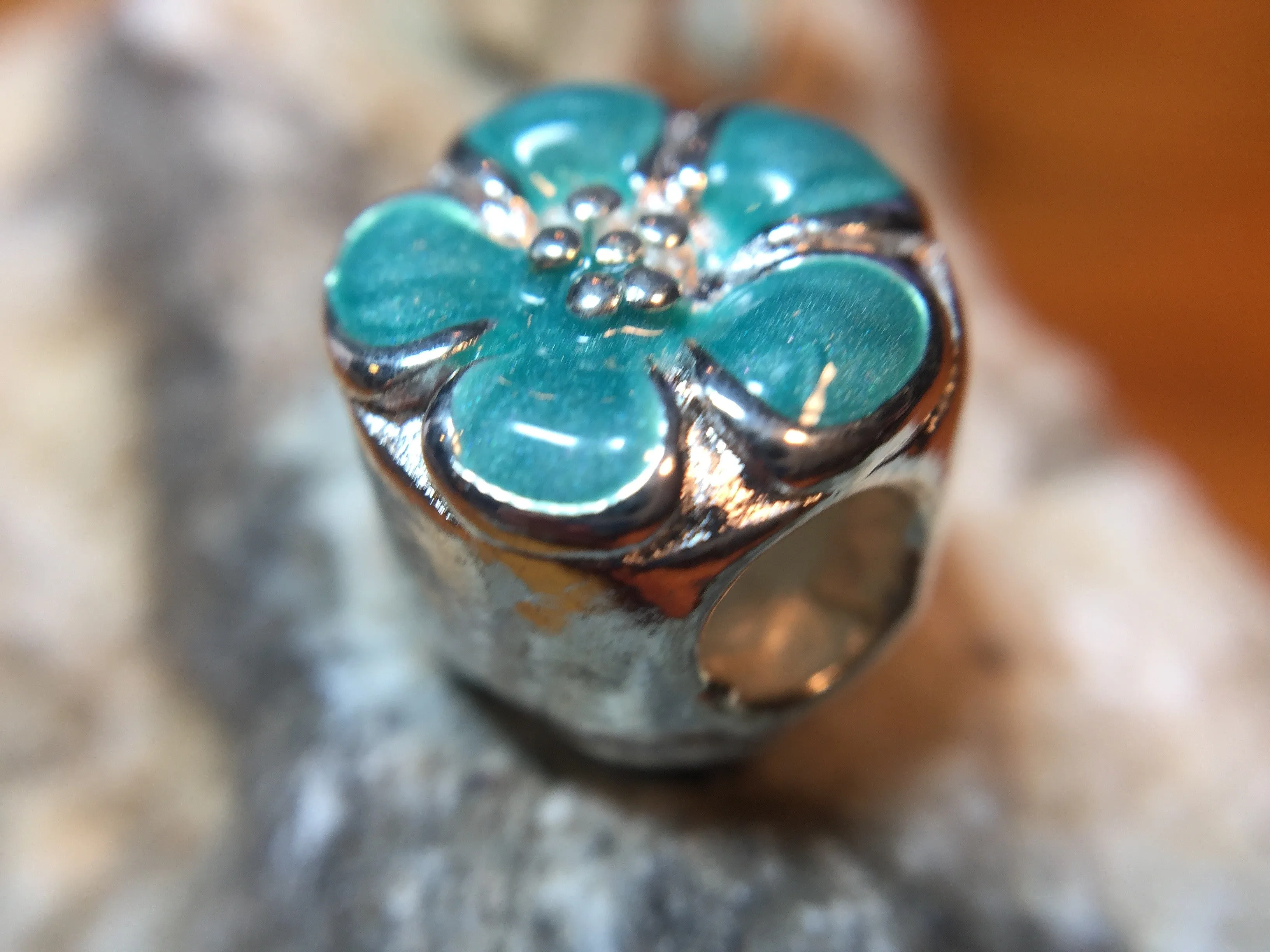 Blooming Flower -Enamel European Spacer Bead/Charm