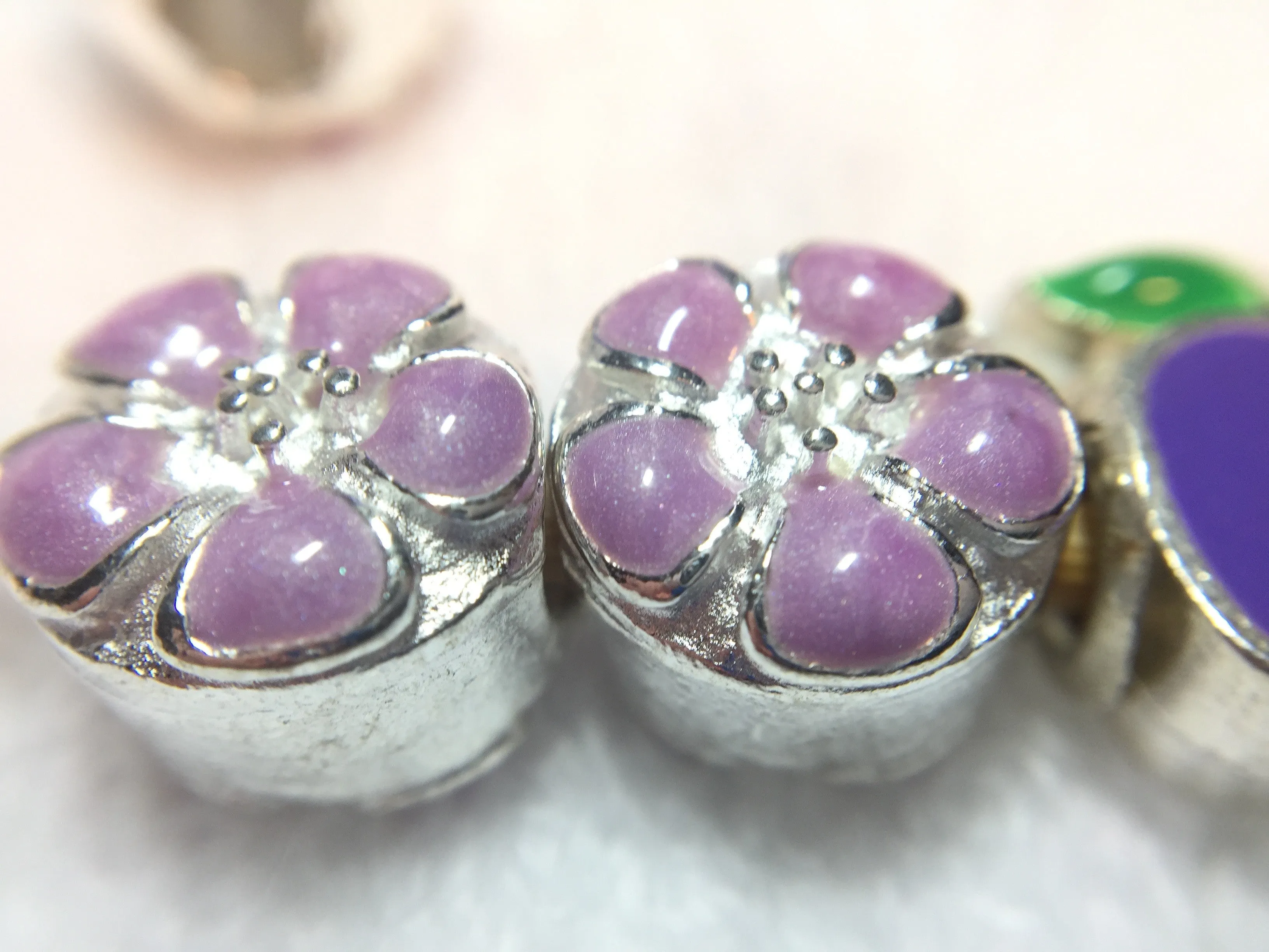 Blooming Flower -Enamel European Spacer Bead/Charm