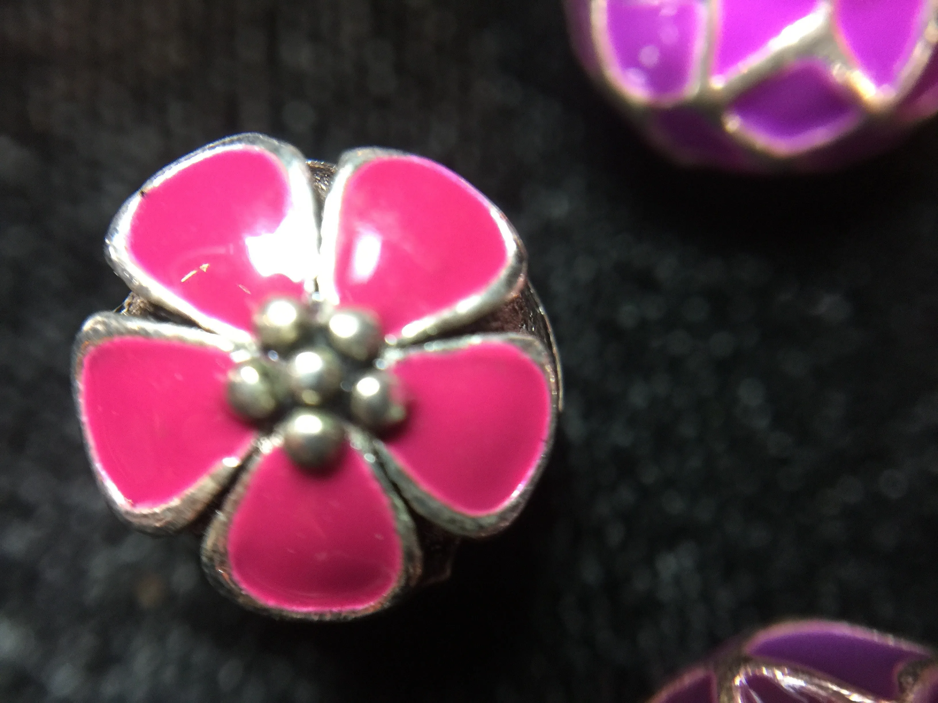 Blooming Flower -Enamel European Spacer Bead/Charm