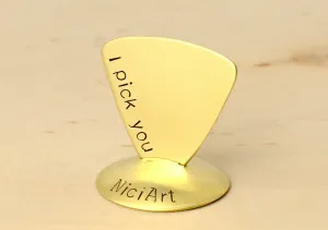 Brass Triangular Bass Guitar Pick with I Pick You