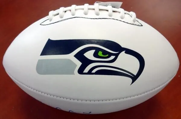 BYRON MAXWELL AUTOGRAPHED SIGNED WHITE LOGO FOOTBALL SEAHAWKS MCS HOLO 76412