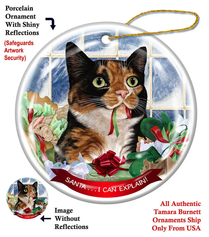 Calico Tortoiseshell Cleo Cat Howliday Cat Christmas Ornament