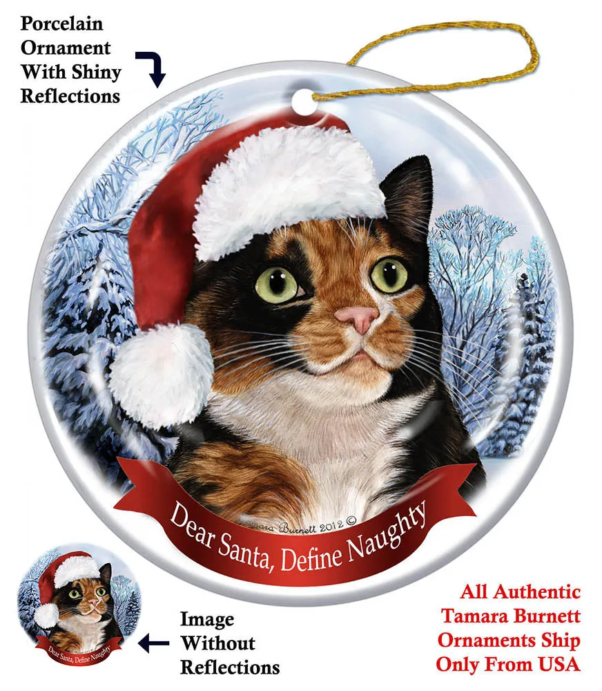 Calico Tortoiseshell Cleo Cat Howliday Cat Christmas Ornament