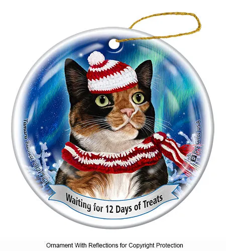 Calico Tortoiseshell Cleo Cat Howliday Cat Christmas Ornament
