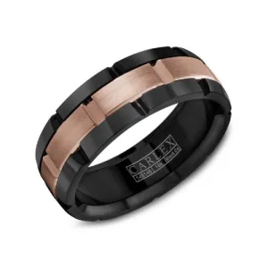 Carlex (7.5mm) Black Cobalt and 18K Rose Gold Mens Sports Band