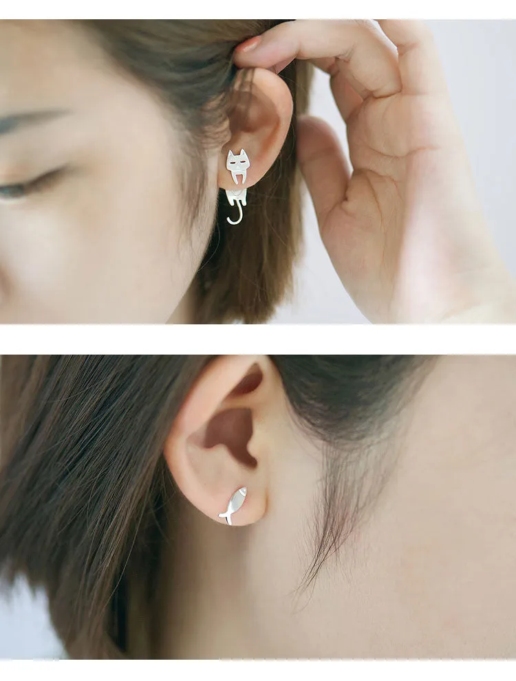 Cat and Fish Earrings