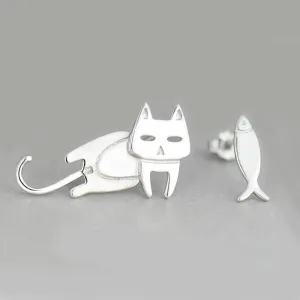 Cat and Fish Earrings
