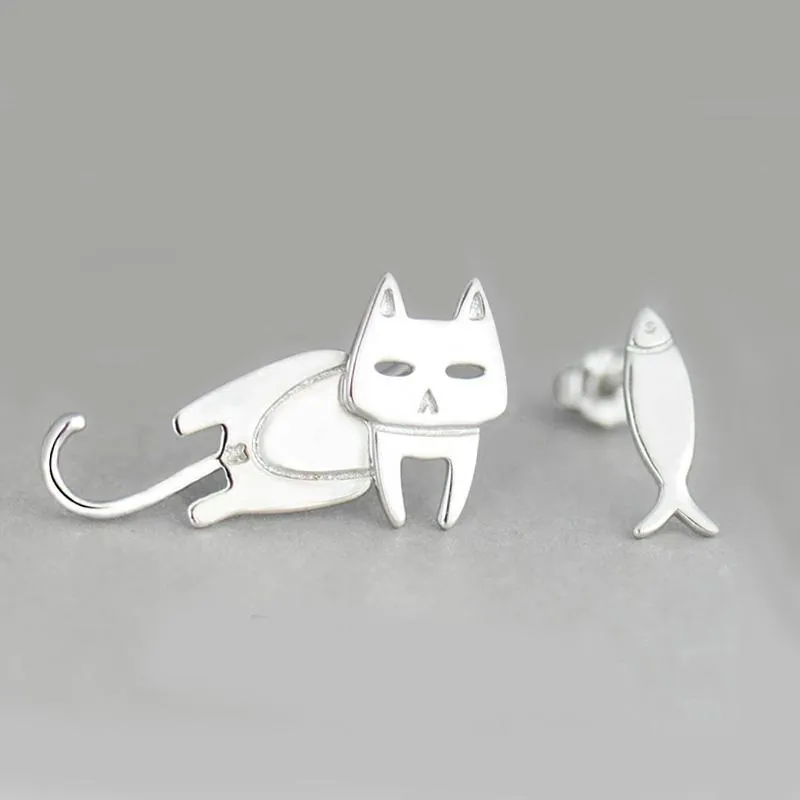 Cat and Fish Earrings