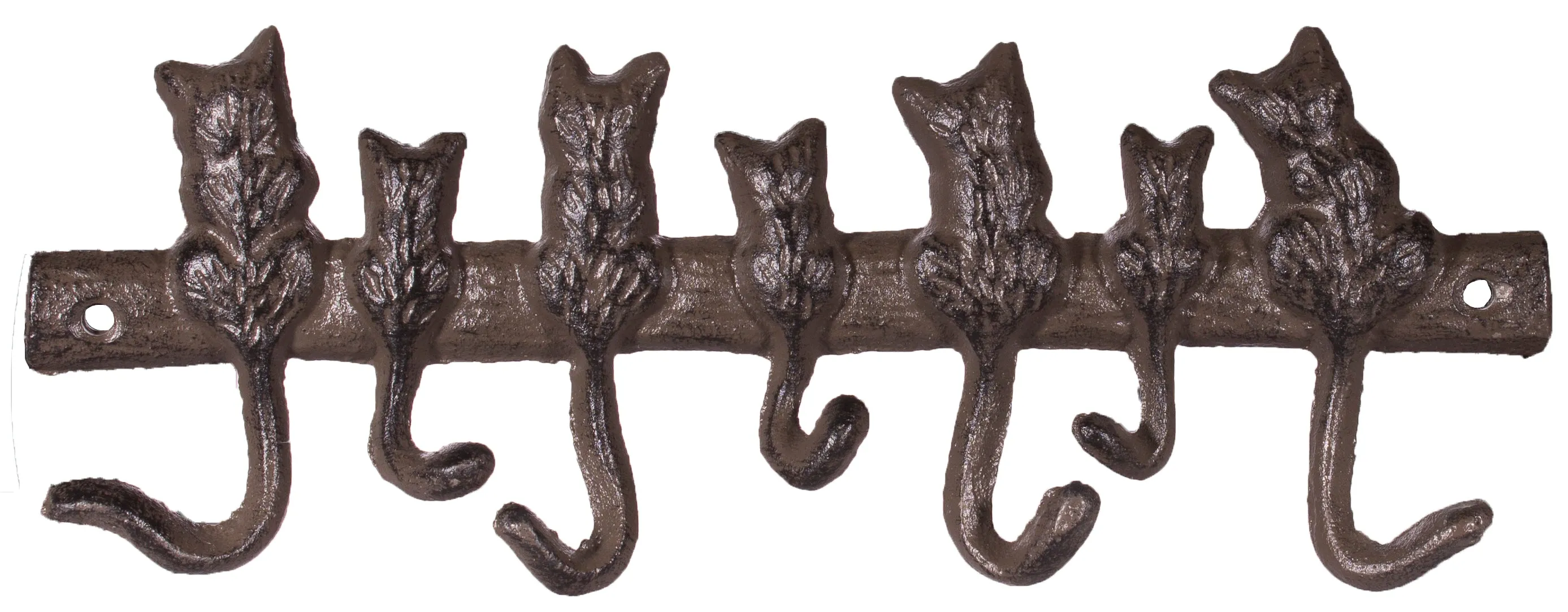 Cat Lovers Solid Cast Iron 7 Cat Tails Wall Hook