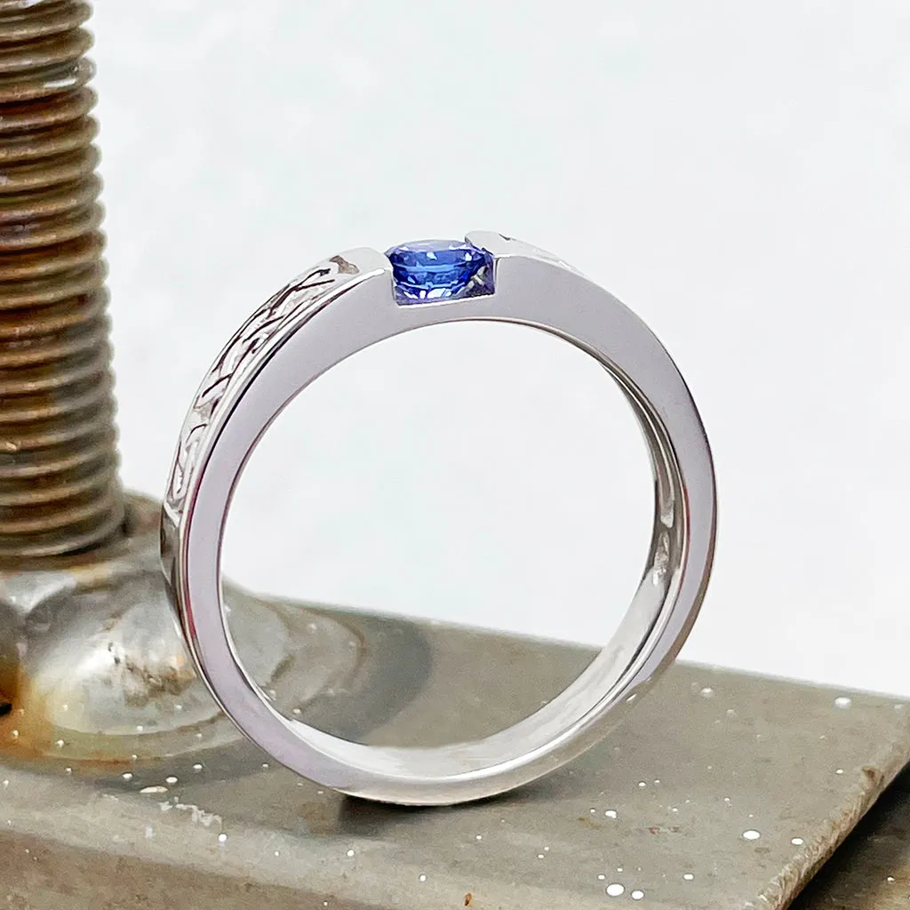 Celtic Inspired Tanzanite White Gold Ring