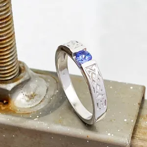 Celtic Inspired Tanzanite White Gold Ring