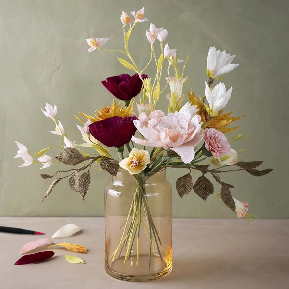 Cherry Flower Branch Crepe Paper Craft Kit | All Materials & Instructions Included