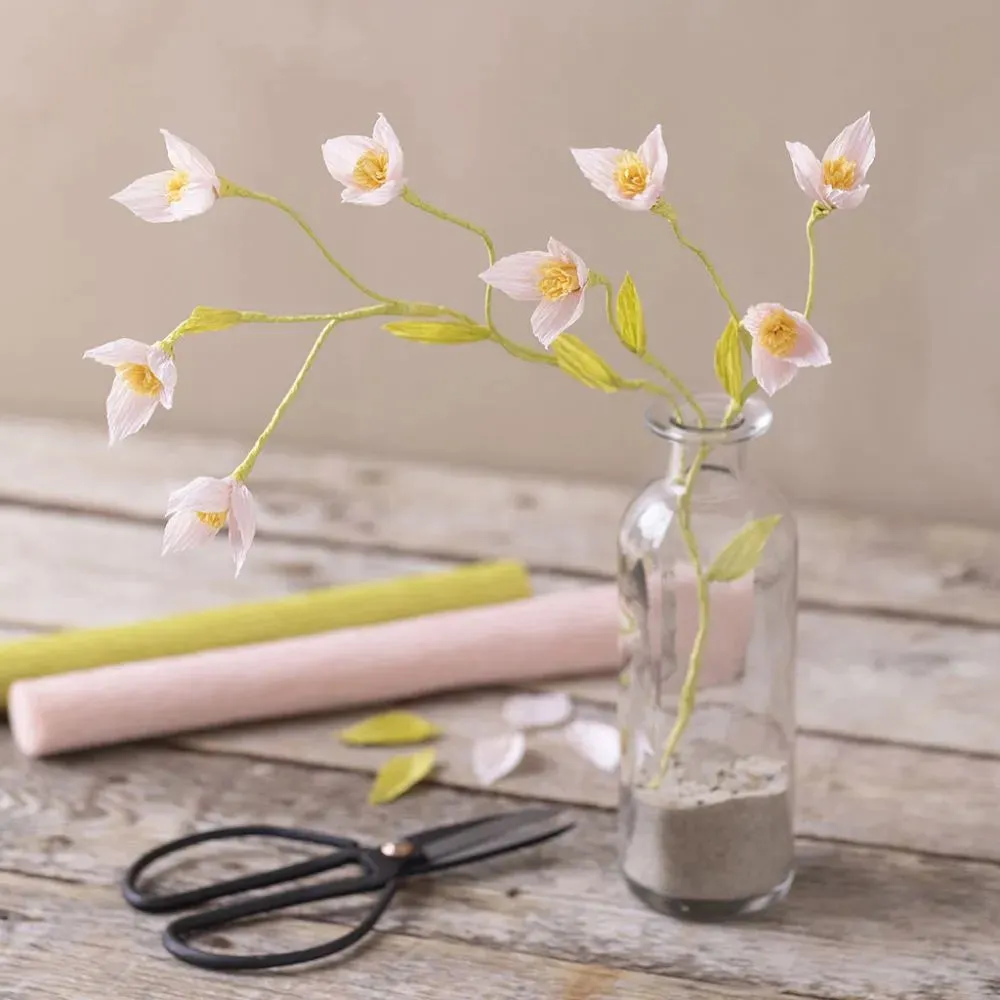 Cherry Flower Branch Crepe Paper Craft Kit | All Materials & Instructions Included