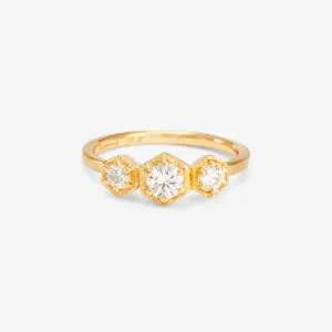 Classic White Diamond Triple Hexagon Ring | R8401W