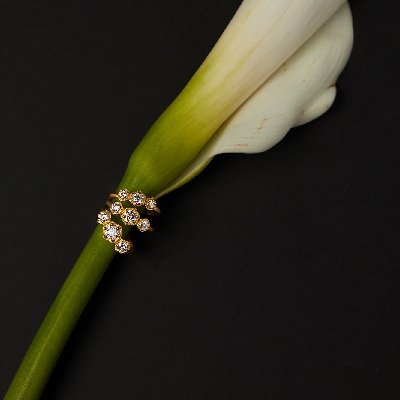 Classic White Diamond Triple Hexagon Ring | R8401W