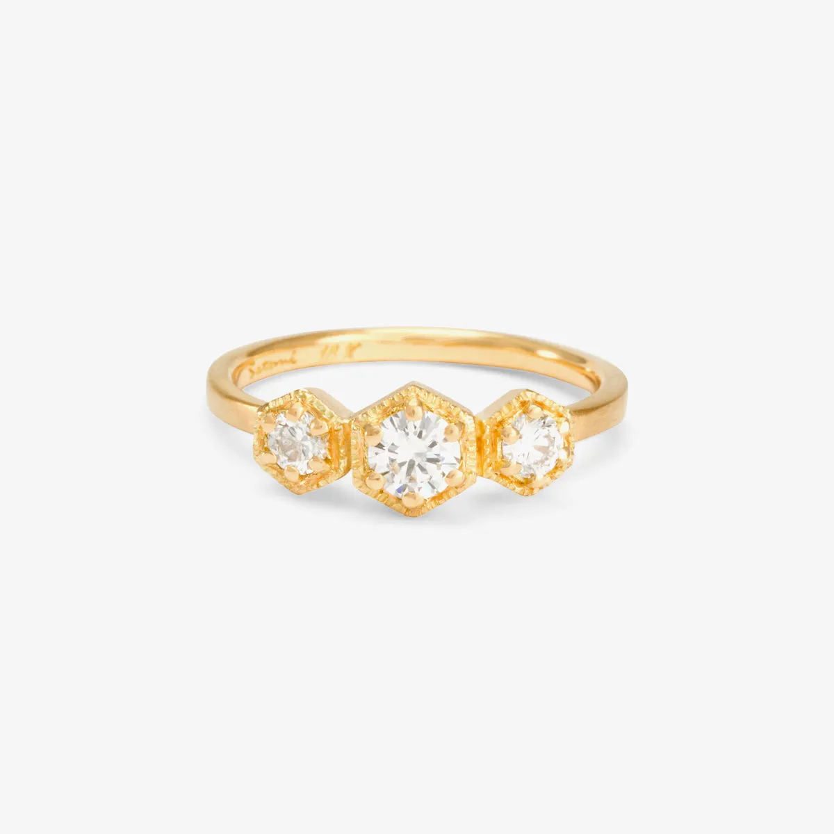 Classic White Diamond Triple Hexagon Ring | R8401W