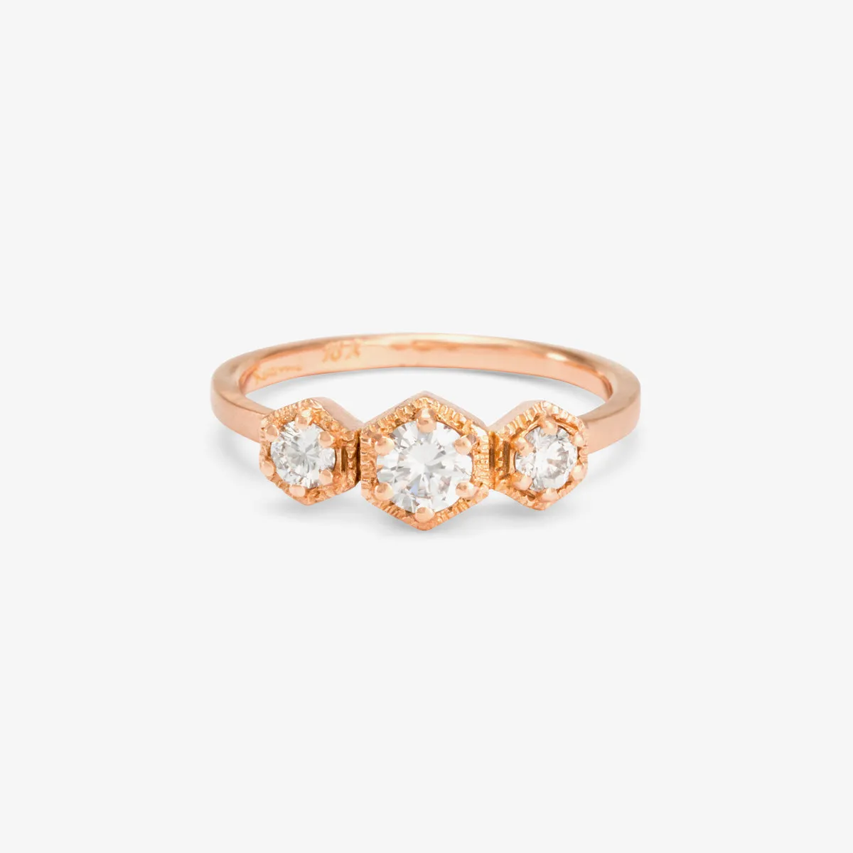Classic White Diamond Triple Hexagon Ring | R8401W