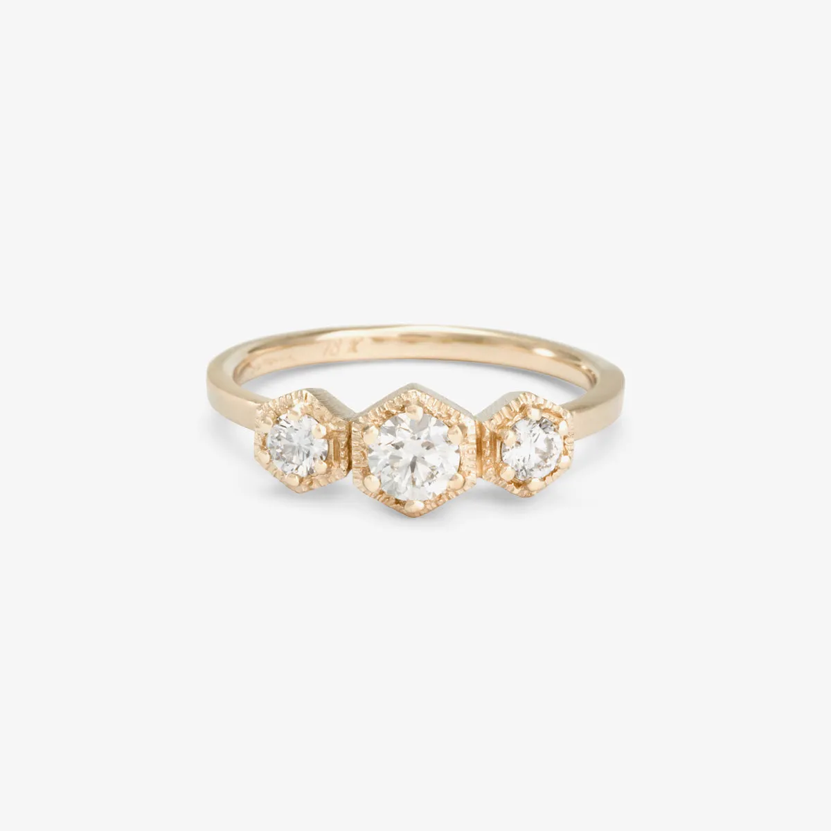 Classic White Diamond Triple Hexagon Ring | R8401W